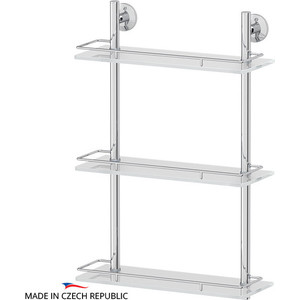 фото Полка стеклянная fbs standard 3-х ярусная 40 см, хром (sta 068)