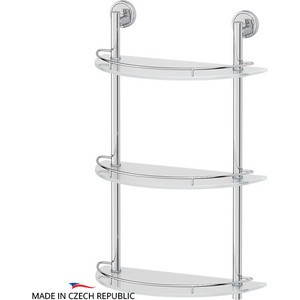 фото Полка стеклянная fbs luxia 3-х ярусная 40 см, хром (lux 082)