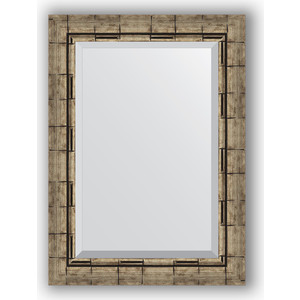 Зеркало с фацетом в багетной раме поворотное Evoform Exclusive 53x73 см, серебряный бамбук 73 мм (BY 1126)
