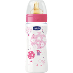 Бутылочка Chicco Well-being Girl 4 мес.+, лат. соска, быстрый поток, РР, 330 мл 310205010 фото