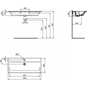 фото Раковина ideal standard connect air 104 см (e027401)