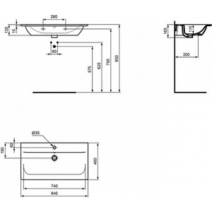 Раковина Ideal Standard Connect Air 84 см (E027901) Connect Air 84 см (E027901) - фото 2