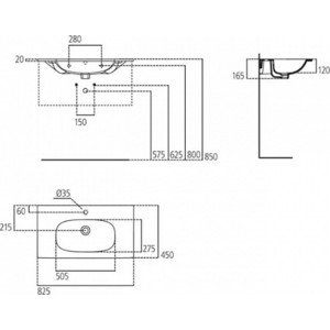 фото Раковина ideal standard tesi 82,2 см (t350901)