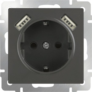 

Розетка с заземлением, шторками и USBx2 Werkel серо-коричневая WL07-SKGS-USBx2-IP20, серо-коричневая WL07-SKGS-USBx2-IP20