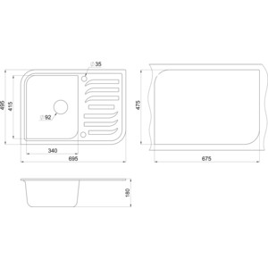 Кухонная мойка и смеситель Granula GR-7001, GR-2015 графит