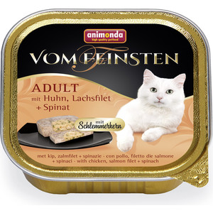 Консервы Animonda Vom Feinsten Adult меню для гурманов с курицей, филе лосося и шпинатом для привередливых кошек 100г (83261) - фото 1