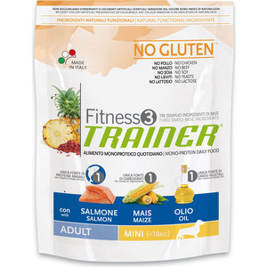 

Сухой корм Trainer Fitness3 No Gluten Mini Adult Salmon&Maize без глютена с лососем и кукурузой для собак мелких пород 800г, Fitness3 No Gluten Mini Adult Salmon&Maize без глютена с лососем и кукурузой для собак мелких пород 800г