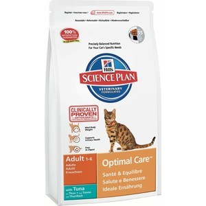 фото Сухой корм hill's science plan optimal care adult with tuna с тунцом для кошек 10кг (4231)