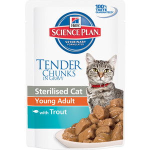 Паучи Hill's Science Plan Optimal Care Young Adult with Trout с форелью для стерилизованных кошек от 6 мес до 6 лет 85г (3767)
