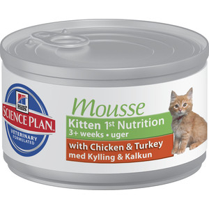 

Консервы Hill's Science Plan Kitten Mousse with Chiken & Turkey нежный мусс из курицы и ндейки для котят 85г (2387), Science Plan Kitten Mousse with Chiken & Turkey нежный мусс из курицы и ндейки для котят 85г (2387)