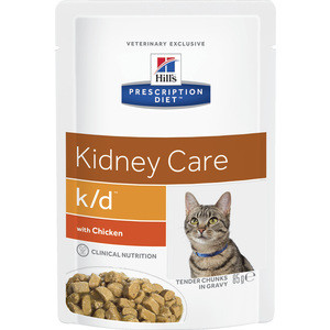 Паучи Hill's Prescription Diet k/d Kidney Care with Chicken с курицей диета при заболевании почек и МКБ для кошек 85г (3405)