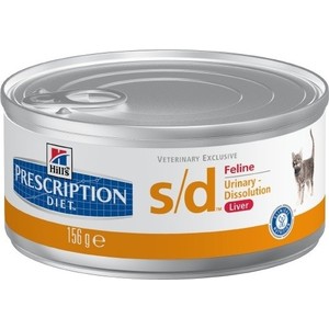 фото Консервы hill's prescription diet s/d feline urinary with liver с печенью диета при лечении мкб для кошек 156г (4450)