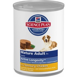 фото Консервы hill's science plan active longevity medium mature adult 7+ with savour chicken с курицей для пожилых собак средних пород 370г (8055)