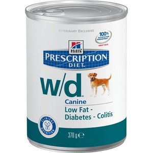 фото Консервы hill's prescription diet w/d canine low fat diabetes диета при лечении сахарного диабета, запоров, колитов для собак 370г (8017)