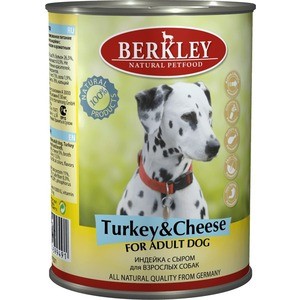 фото Консервы berkley for adult dog turkey & cheese с индейкой и сыром для взрослых собак 400гр (75071)