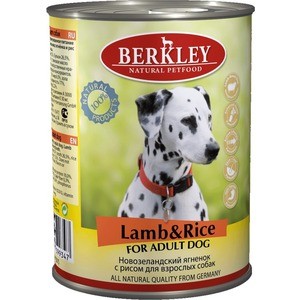 фото Консервы berkley for adult dog lamb & rice с новозеландским ягненком и рисом для взрослых собак 400г (75075)