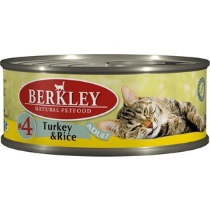 фото Консервы berkley adult turkey & rice № 4 с индейкой и рисом для взрослых кошек 100г (75103)