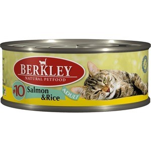 фото Консервы berkley adult salmon & rice № 10 с лососем и рисом для взрослых кошек 100гр (75109)