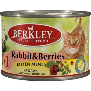 

Консервы Berkley Kitten Menu Rabbit & Berries № 1 с кроликом и лесными ягодами для котят 200г (75150), Kitten Menu Rabbit & Berries № 1 с кроликом и лесными ягодами для котят 200г (75150)