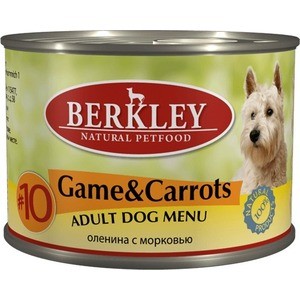фото Консервы berkley adult dog menu game & carrots № 10 с дичью и морковью для взрослых собак 200г (75006)