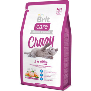 фото Сухой корм brit care cat crazy kitten гипоаллергенный с курицей и рисом для котят (1-12 мес),беременных и кормящих кошек 7кг (132600)
