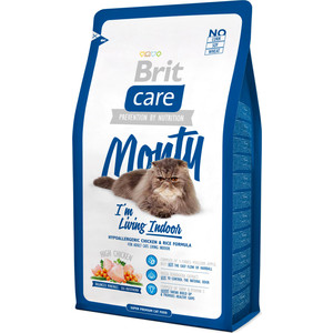 Сухой корм Brit Care Cat Monty Indoor гипоаллергенный с курицей и рисом для взрослых кошек, живущих в помещении 7кг (132609)