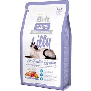 фото Сухой корм brit care cat lilly sensitive digestion беззерновой с ягненком и лососем для кошек с чувствительным пищеварением 2кг (132616)