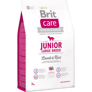 фото Сухой корм brit care junior large breed lamb & rice гипоаллергенный с ягненком и рисом для молодых собак крупных пород 3кг (132704)