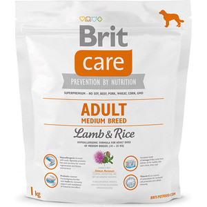 фото Сухой корм brit care adult medium breed lamb & rice гипоаллергенный с ягненком и рисом для взрослых собак средних пород 1кг (132711)