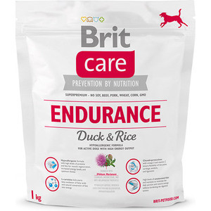фото Сухой корм brit care endurance duck & rice гипоаллергенный с уткой и рисом для активных собак 1кг (132741)