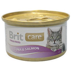 

Консервы Brit Care Cat Tuna & Salmon с тунцом и лососем для кошек 80г (100060), Care Cat Tuna & Salmon с тунцом и лососем для кошек 80г (100060)