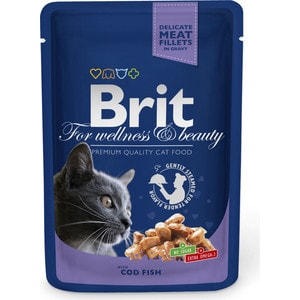 Паучи Brit Premium Cat Cod Fish с треской для кошек 100г (100307) Premium Cat Cod Fish с треской для кошек 100г (100307) - фото 1