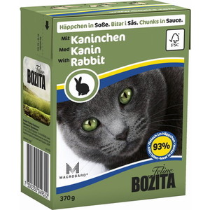 фото Консервы bozita chunks in sauce with rabbit кусочки в соусе с кроликом для кошек 370г (4932)