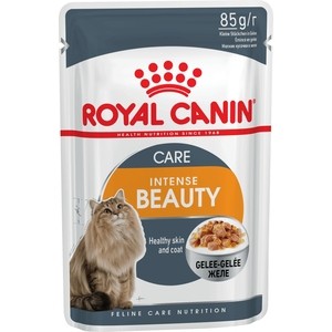 фото Паучи royal canin intense beauty кусочки в желе поддержание красоты шерсти для кошек 85г (785001)