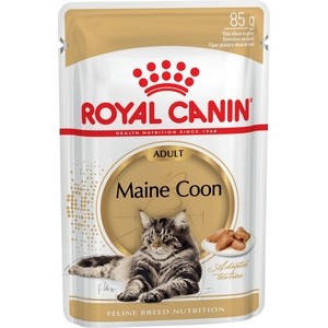 фото Паучи royal canin maine coon adult кусочки в соусе для кошек породы мейн-кун 85г (542001)