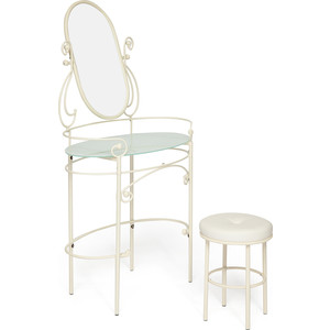 Столик туалетный TetChair ALBERT античный белый (столик, зеркало, пуф)