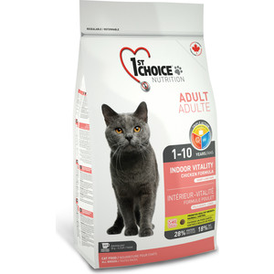 фото Сухой корм 1-st choice adult cat indoor vitality chicken formula с курицей для домашних кошек 907г (102.1.211)