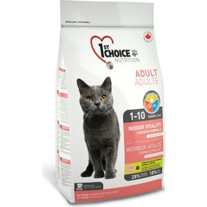 фото Сухой корм 1-st choice adult cat indoor vitality chicken formula с курицей для домашних кошек 5,44кг (102.1.213)