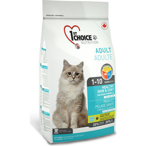 фото Сухой корм 1-st choice adult cat healthy skin & coat salmon formula с лососем здоровая кожа и шерсть для кошек 2,72кг (102.1.222)