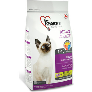 фото Сухой корм 1-st choice adult cat finicky chicken formula с курицей для кошек привередливых к еде 2,72кг (102.1.231)