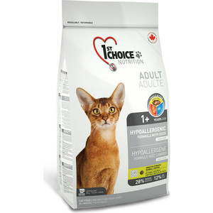 фото Сухой корм 1-st choice adult cat hypoallergenic grain free with duck беззерновой с уткой и бататом для кошек с проблемами пищеварения 5,44кг(102.1.252)