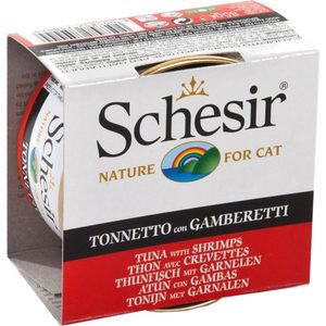 фото Консервы schesir nature for cat tuna with shrimps кусочки в желе с тунцом и креветками для кошек 85г (с138)