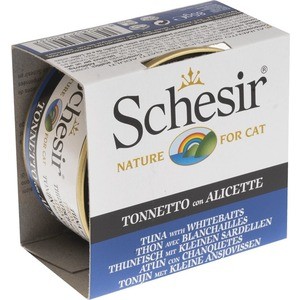 фото Консервы schesir nature for cat tuna with whitebaits кусочки в желе с тунцом и снетком для кошек 85г (с139)