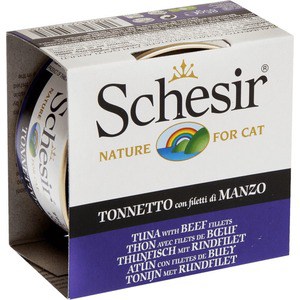 фото Консервы schesir nature for cat tuna with beef fillets кусочки в желе с тунцом и филе говядины для кошек 85г (с141)