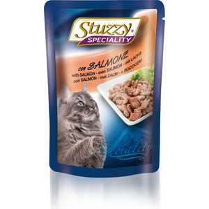 фото Паучи stuzzy cat speciality with salmon кусочки в соусе с лососем для кошек 100г (131.2505)
