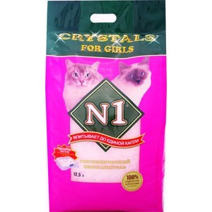 фото Наполнитель n1 crystals for girls впитывающий силикагель для кошек 5л (92206)
