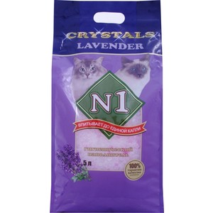 фото Наполнитель n1 crystals lavender впитывающий силикагель c ароматом лаванды для кошек 5л (92209)