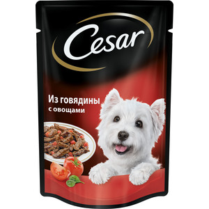Паучи Cesar аппетитные блюда из говядины с овощами для собак всех пород 100г (10109425)