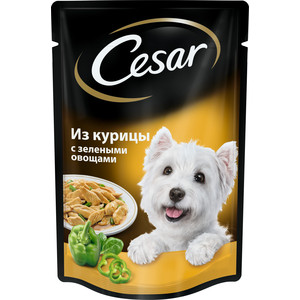фото Паучи cesar аппетитные блюда из курицы с зелеными овощами для собак всех пород 100г (10109429)