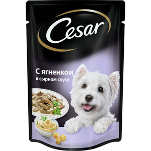 фото Паучи cesar аппетитные блюда с ягненком в сырном соусе для собак всех пород 100г (10156796)